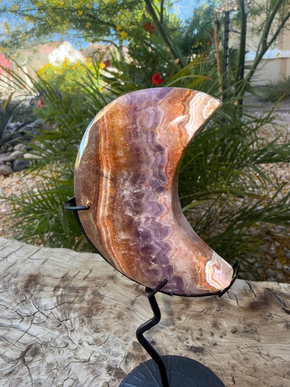 Amethyst & Brown Decorative Crescent Accent - Unbranded
